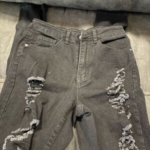 Distressed Black Jeans for Women